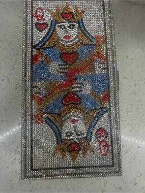 Crystal Queen of Hearts Rhinestone Clutch - Blue & Silver